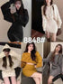 Retro Style Hooded Twist Knitted Sweater With Skirts Sets